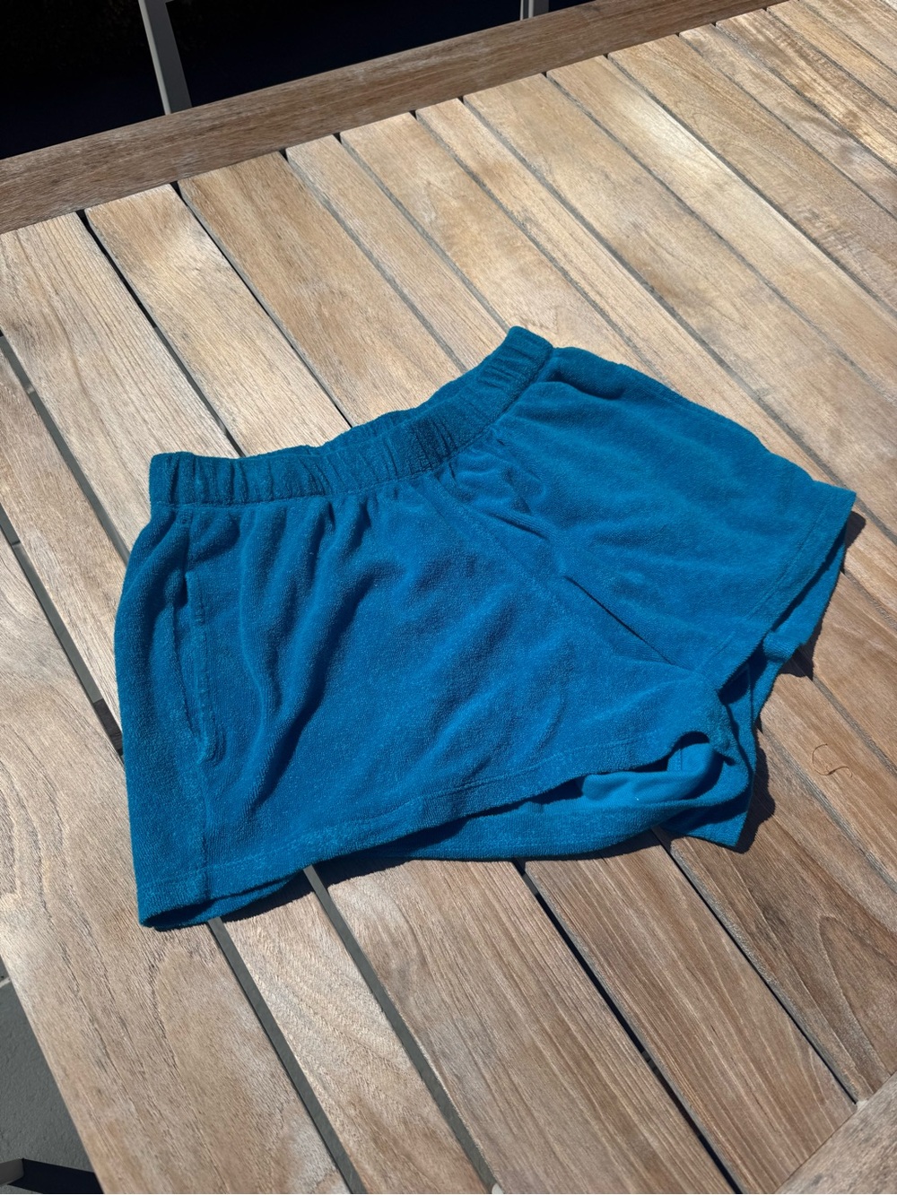 Suzie Kondi bright blue Women's Teal Terry Cloth Elastic Waist Shorts